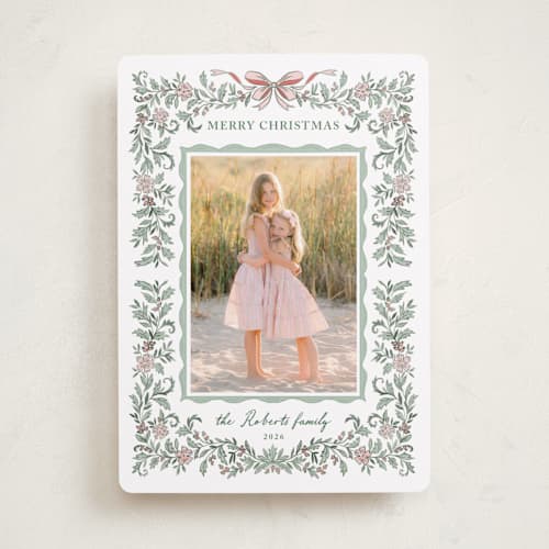 This is a winter rose holiday photo cards with standard by Petra Kern called delicata printing on recycled smooth signature in standard