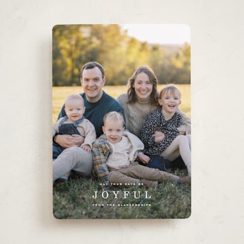 This is a cotton holiday photo cards with standard by Amy Kross called strand printing on recycled smooth signature in standard