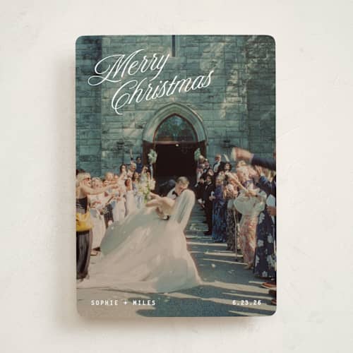 This is a snow holiday photo cards with standard by Kristie Kern called pomeroy printing on recycled smooth signature in standard