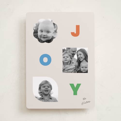 This is a bright holiday photo cards with standard by Jessica Yeo called shapes printing on recycled smooth signature in standard