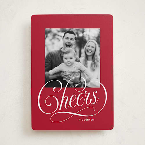 This is a cranberry holiday photo cards with standard by Stacey Day called joyful beauty printing on recycled smooth signature in standard