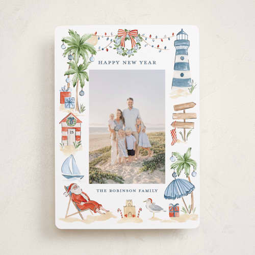 This is a sea salt holiday photo cards with standard by Sarah Knight called beach holidays printing on recycled smooth signature in standard