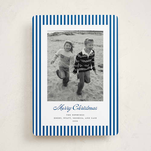 This is a ocean holiday photo cards with standard by Erika Firm called mini cabana stripes printing on recycled smooth signature in standard