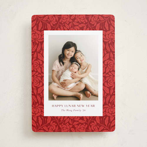 This is a cherry chinese new year cards with standard by Yaling Hou Suzuki called chinese textile printing on recycled smooth signature in standard