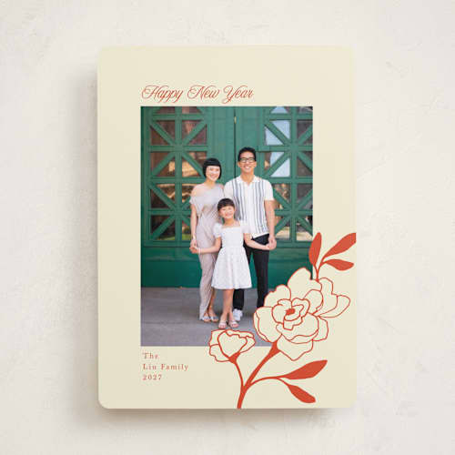 This is a rice paper chinese new year cards with standard by Morgan Kendall called chinese peony printing on recycled smooth signature in standard