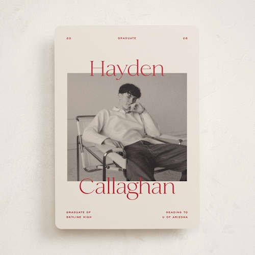 This is a scarlet graduation announcements with standard by Ellen Schlegelmilch called hayden printing on recycled smooth signature in standard