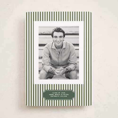 This is a pine graduation announcements with standard by Sherley Ferreira called stripes of success printing on recycled smooth signature in standard