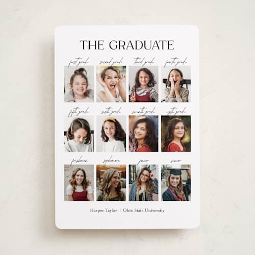 This is a moon graduation announcements with standard by Olivia Williams called best year printing on recycled smooth signature in standard