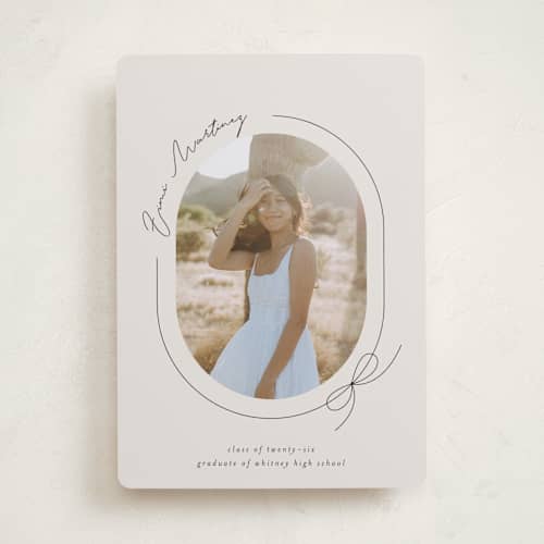 This is a latte graduation announcements with standard by Blustery August called etna printing on recycled smooth signature in standard