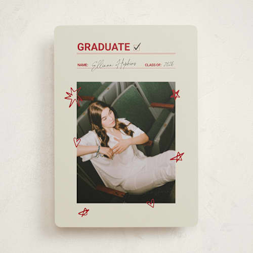 This is a parchment graduation announcements with standard by Zove Ahhh called checklist complete printing on recycled smooth signature in standard