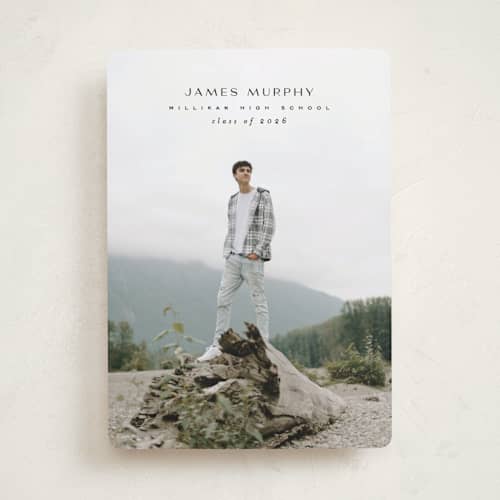 This is a mortarboard graduation announcements with standard by Owl and Toad called understated printing on recycled smooth signature in standard