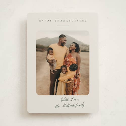 This is a ecru thanksgiving cards invitations with standard by Nicoletta Savod called classic signature printing on recycled smooth signature in standard