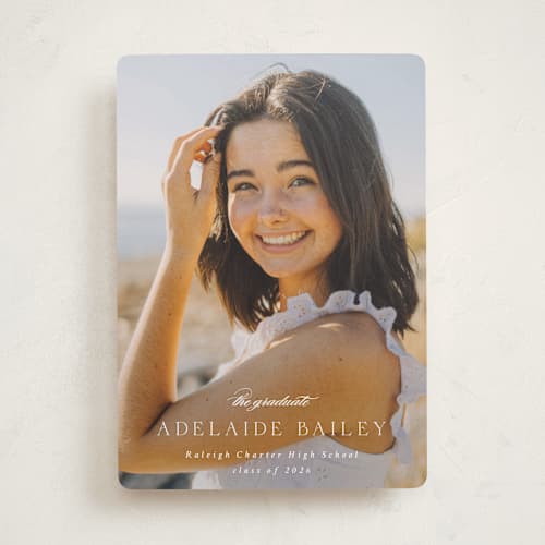 This is a cotton graduation announcements with standard by Emily Sabol Goss called graceful printing on recycled smooth signature in standard