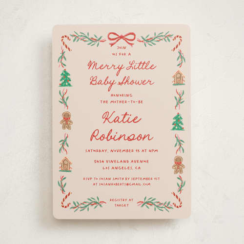 This is a santa baby shower invitations with standard by Claudia Orengo called merry little printing on signature in standard