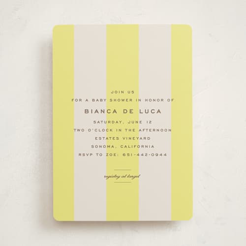 This is a limone baby shower invitations with standard by Megan Davis called campania printing on signature in standard