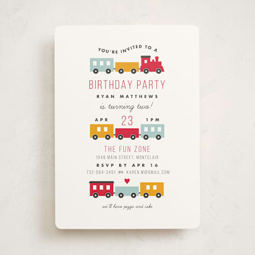 This is a fire hydrant kids birthday invitations with standard by Sandra Picco Design called birthday train printing on signature in standard
