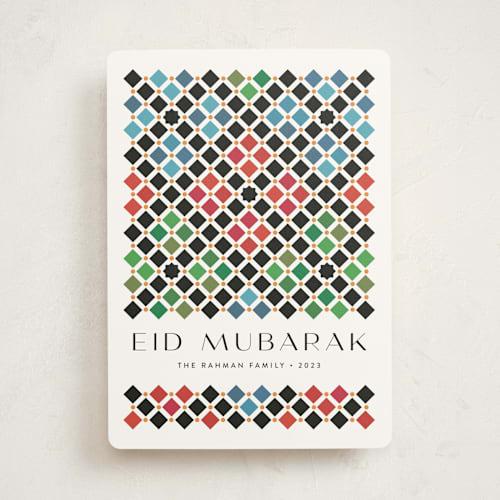 This is a cinnabar eid cards with standard by Kamala Nahas called alhambra printing on signature in standard
