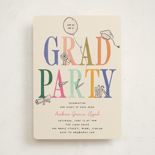 This is a fruitloop graduation invitations with standard by Vera Lim called iconic printing on signature in standard