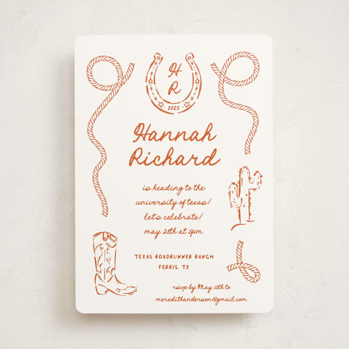 This is a bronco graduation invitations with standard by Claudia Orengo called western printing on signature in standard
