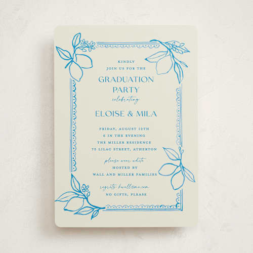This is a ocean graduation invitations with standard by Pati Cascino called mediterraneo printing on signature in standard