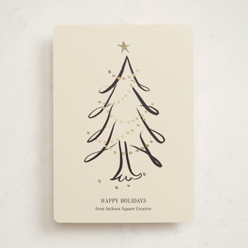 This is a ink business holiday cards with foil pressed by Ani Somi called calligraphic christmas printing on signature in standard