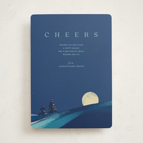 This is a blueberry business holiday cards with standard by Eric Ransom called serene peace printing on signature in standard