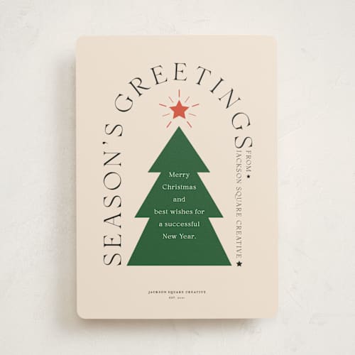 This is a forest business holiday cards with standard by Zove Ahhh called joyfully printing on signature in standard