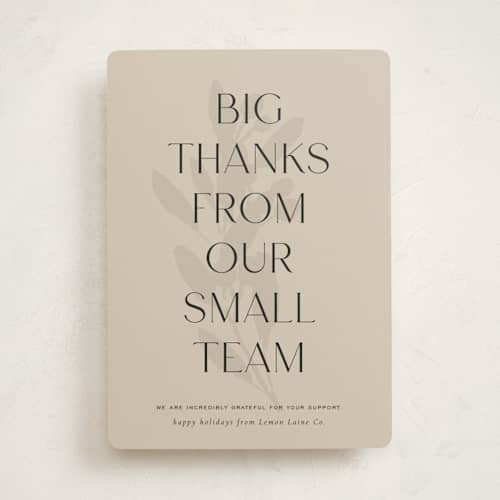 This is a pudding business holiday cards with standard by Sara Hicks Malone called botanical big thanks printing on signature in standard