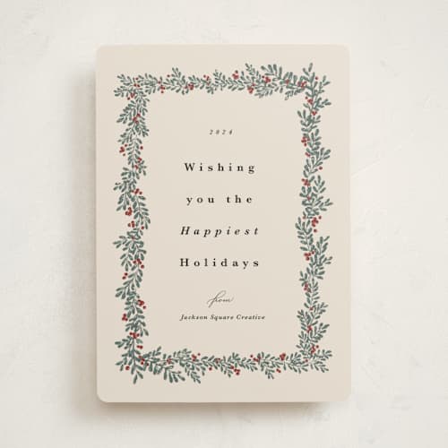 This is a almond business holiday cards with standard by Kate Ahn called canneberge printing on signature in standard
