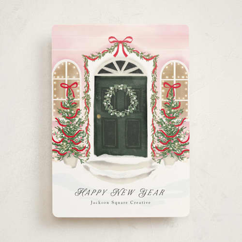 This is a rosy cheeks business holiday cards with standard by Petra Kern called la porta printing on signature in standard