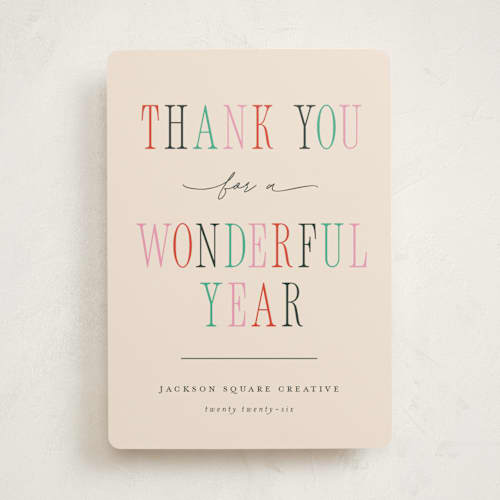 This is a sugar cookie business holiday cards with standard by Pixel and Hank called wonderful year printing on signature in standard