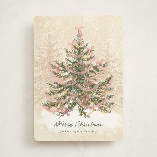 This is a ivory business holiday cards with standard by Petra Kern called tannenabaum printing on signature in standard