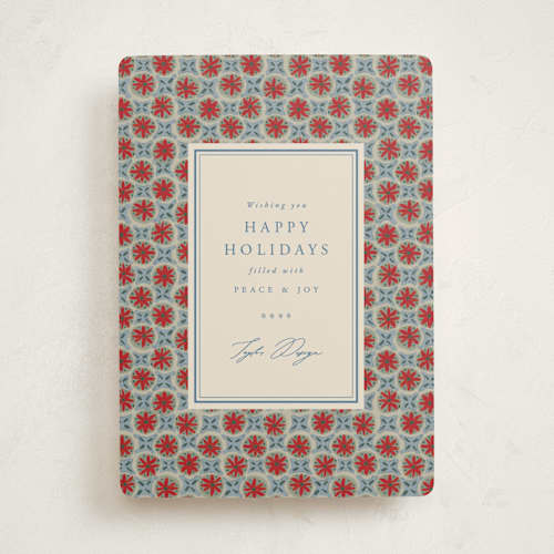 This is a poinsettia business holiday cards with standard by Amy Kross called yarrow printing on signature in standard
