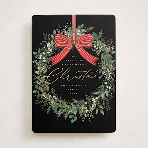 This is a holly berry foil pressed holiday cards with foil pressed by Susan Moyal called festive holiday printing on signature in standard