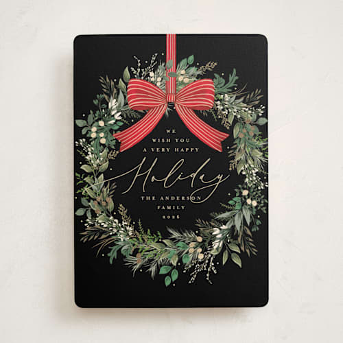 This is a holly berry foil pressed holiday cards with foil pressed by Susan Moyal called festive holiday printing on signature in standard