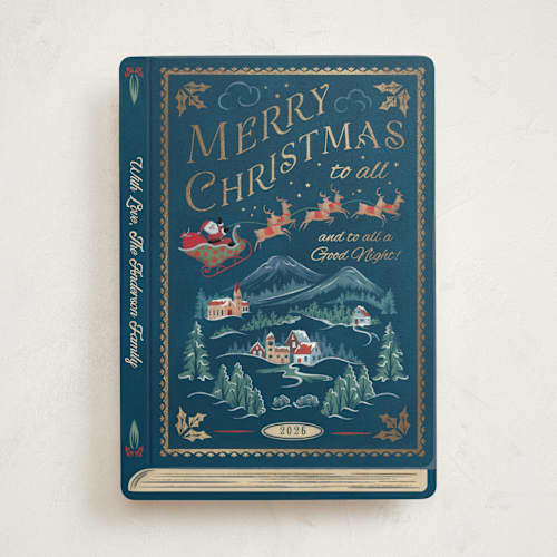 This is a night foil pressed holiday cards with foil pressed by Paper Sun Studio called the night before christmas printing on signature in standard