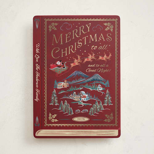 This is a cranberry foil pressed holiday cards with foil pressed by Paper Sun Studio called the night before christmas printing on signature in standard