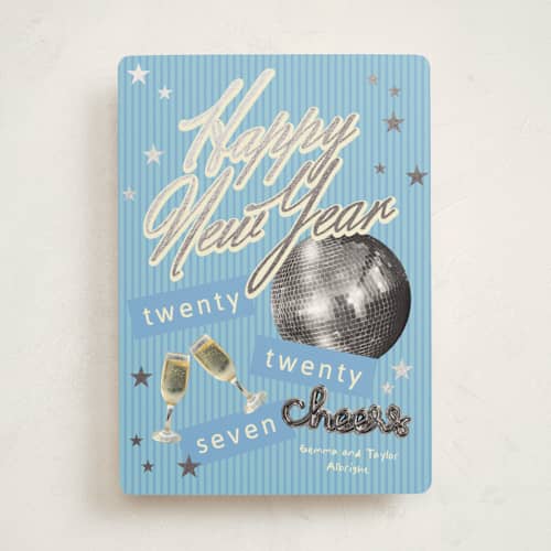 This is a winter foil pressed holiday cards with foil pressed by Inkblot Design called embellished new year printing on signature in standard