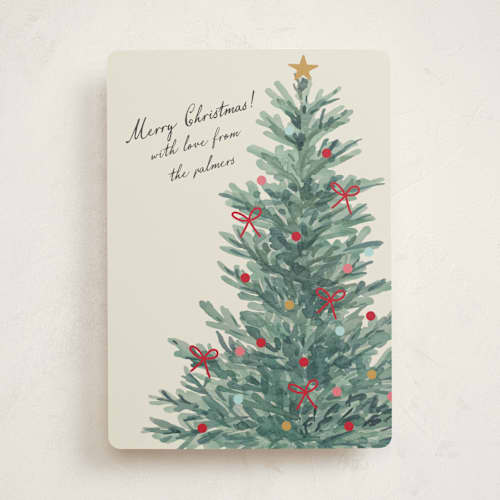 This is a spruce non photo holiday cards with standard by Stacey Meacham called christmasy printing on signature in standard