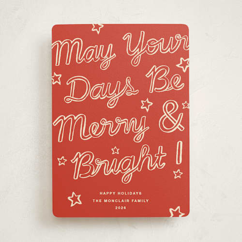 This is a peppermint non photo holiday cards with standard by Pati Cascino called happy always printing on signature in standard
