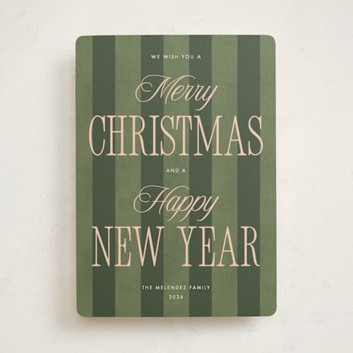 This is a pine non photo holiday cards with standard by Robert and Stella called striped type printing on signature in standard