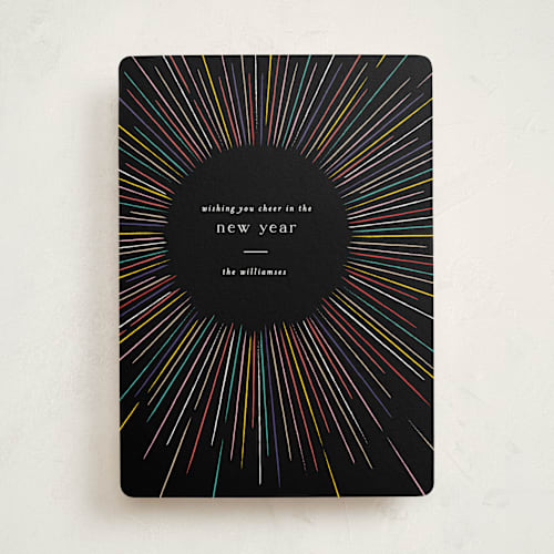 This is a disco non photo holiday cards with standard by Pixel and Hank called burst printing on signature in standard