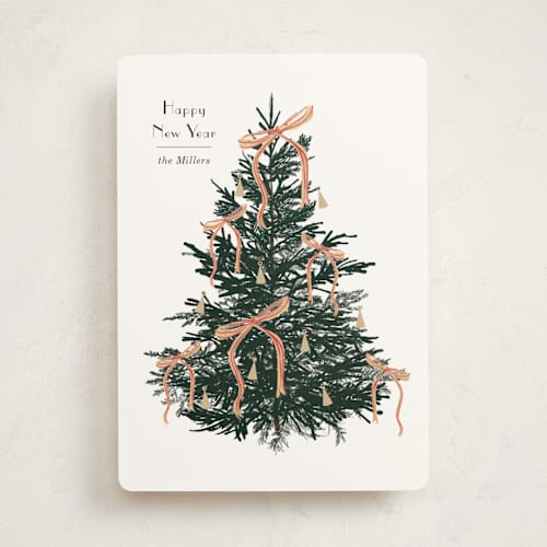 This is a snow non photo holiday cards with standard by Baumbirdy called bells and bows printing on signature in standard