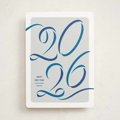 This is a pool non photo holiday cards with standard by Lea Delaveris called ribbon year printing on signature in standard