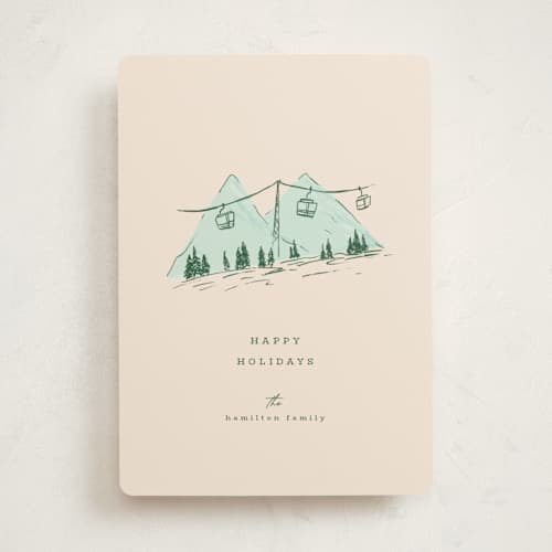 This is a alpine non photo holiday cards with standard by Vera Lim called skiholidays printing on signature in standard