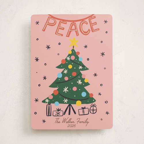 This is a gumdrop non photo holiday cards with standard by Angel Walker called midcentury peace printing on signature in standard