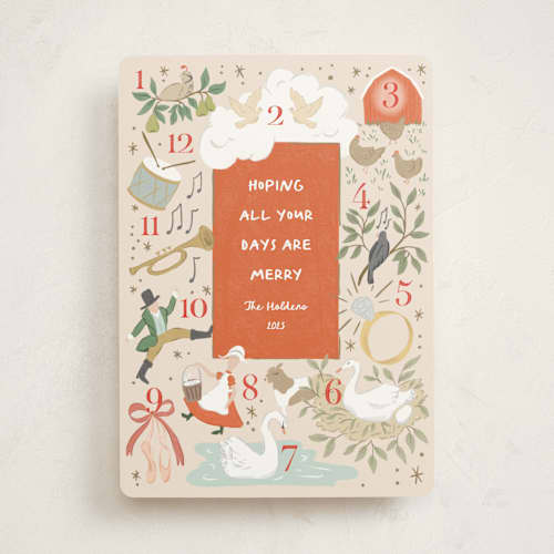 This is a persimmon non photo holiday cards with standard by Leah Bisch called counting the days printing on signature in standard