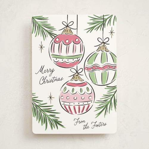 This is a gumdrop non photo holiday cards with standard by Erin German called bright ornaments printing on signature in standard