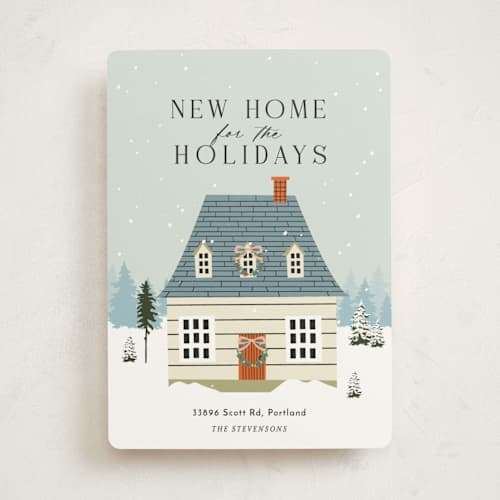 This is a mint non photo holiday cards with standard by Sherley Ferreira called new home for the holidays! printing on signature in standard