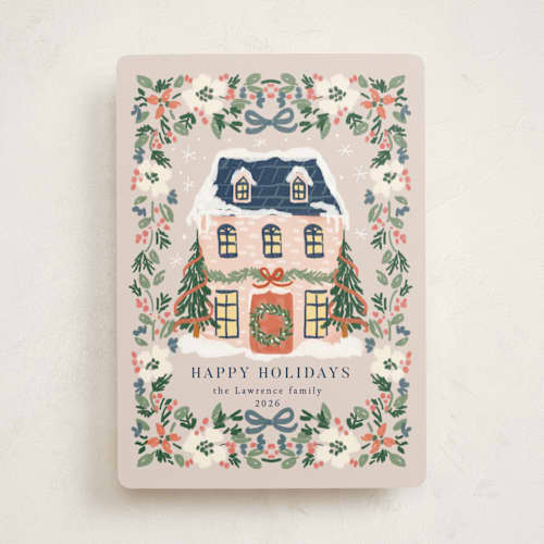 This is a winter rose non photo holiday cards with standard by Petra Kern called little housey printing on signature in standard